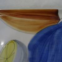 Keramik-Serviertablett mit erfrischendem Obstdekor. Handgemalt. 24 x 31 cm Bild 3