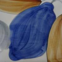 Keramik-Serviertablett mit erfrischendem Obstdekor. Handgemalt. 24 x 31 cm Bild 5