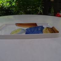 Keramik-Serviertablett mit erfrischendem Obstdekor. Handgemalt. 24 x 31 cm Bild 9