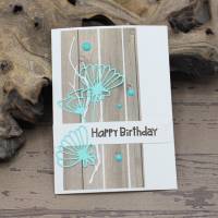Handgefertigte Geburtstagskarte, Glückwunschkarte mit zarten Zweigen und Blüten Bild 1