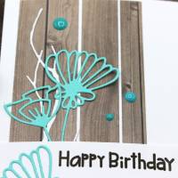 Handgefertigte Geburtstagskarte, Glückwunschkarte mit zarten Zweigen und Blüten Bild 2