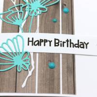 Handgefertigte Geburtstagskarte, Glückwunschkarte mit zarten Zweigen und Blüten Bild 3