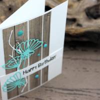 Handgefertigte Geburtstagskarte, Glückwunschkarte mit zarten Zweigen und Blüten Bild 4