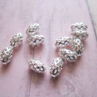 10x filigrane Perlen aus Messing 925 Sterling versilbert 8 mm x 4,5 mm Bild 1