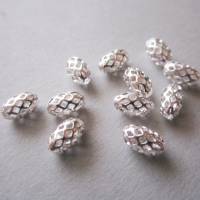 10x filigrane Perlen aus Messing 925 Sterling versilbert 8 mm x 4,5 mm Bild 3