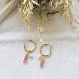 Edelstein Creolen in Gold mit Süßwasserperle, vergoldete Perlenohrringe, Ohrringe mit Anhänger wechselbar Bild 9