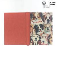 Notizbuch, Hunde, DIN A5, 150 Blatt, dunkelrot, handgefertigt Bild 2