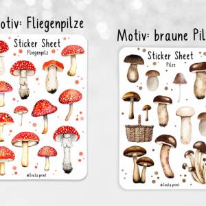 Sticker Pilze | Fliegenpilz | Herbst | Aufkleber Bulletjournal | Journal Sticker | Watercolor Bild 2