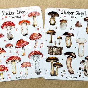 Sticker Pilze | Fliegenpilz | Herbst | Aufkleber Bulletjournal | Journal Sticker | Watercolor Bild 3