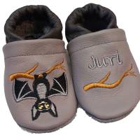 Krabbelschuhe Lauflernschuhe Schuhe Baby Kinder Fledermaus  Leder Handmad personalisiert Bild 1