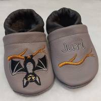 Krabbelschuhe Lauflernschuhe Schuhe Baby Kinder Fledermaus  Leder Handmad personalisiert Bild 2