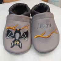 Krabbelschuhe Lauflernschuhe Schuhe Baby Kinder Fledermaus  Leder Handmad personalisiert Bild 4