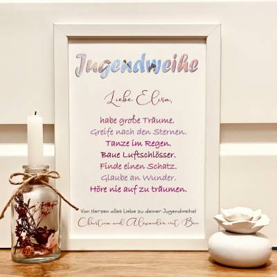 Personalisiertes Geldgeschenk zur Jugendweihe für Mädchen – Einzigartiger Bilderrahmen mit Name