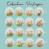 Cabochon Vorlagen -  Blumenwiese - 10 mm, 12 mm, 14 mm und 25 mm Bild 3