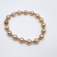 Armband Perlen Gold mit Crystal Pearls und Bicones (A73) Bild 1