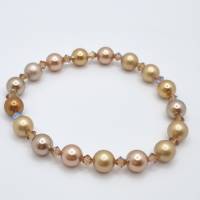 Armband Perlen Gold mit Crystal Pearls und Bicones (A73) Bild 2