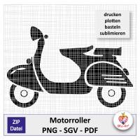 Motorroller Datei png/pdf/svg, Plotterdatei plotten drucken basteln sublimieren, private Nutzung Bild 1
