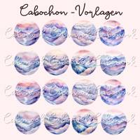 Cabochon Vorlagen -  Lila Berge Muster - 10 mm, 12 mm, 14 mm und 25 mm Bild 3
