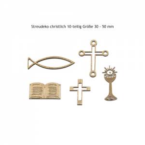Streudeko christliche Motive 10teilig Holzstreuteile goldfarben Bild 2