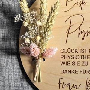 Physiotherapeutin Danke, Personalisiert, Geschenk, Wandschild mit Trockenblumen, Danke bester Physiotherapeut Bild 8