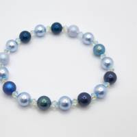 Armband Perlen Blau Hellblau mit Crystal Pearls und Bicones (A73) Bild 1