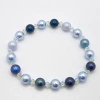 Armband Perlen Blau Hellblau mit Crystal Pearls und Bicones (A73) Bild 3
