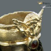Goldschmiede Engelring "Schutzengel", Engelring, Ring mit Engel, Silberring vergoldet, Schmuck handmade Bild 2