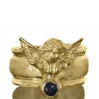 Goldschmiede Engelring "Schutzengel", Engelring, Ring mit Engel, Silberring vergoldet, Schmuck handmade Bild 5