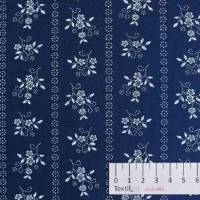 Baumwollgewebe Blaudruck, Blumen / Streifen weiß, 150 cm breit, Meterware, Preis pro 0,5 lfdm Bild 1