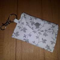 Mini-Bag, Mini-Geldbörse, Portemonnaie Weiß silberne Blumen Var. 2 Bild 1