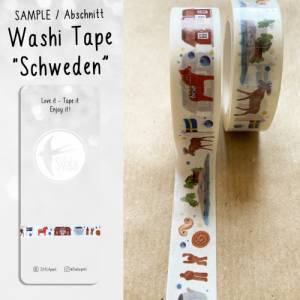 SAMPLE | Muster | Washi Tape | 1,5 cm x 50 cm | Schweden | Aufkleber | Bulletjournal | Journal Sticker | Watercolor | Pi Bild 1