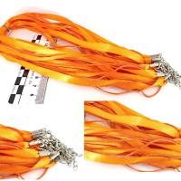 Halskette Organza u. Wachsband - orange - Länge ca. 49 cm Bild 1