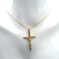 Edles venetianischer Goldkreuzkreuz Anhänger Jesus mit Goldkette Bild 1