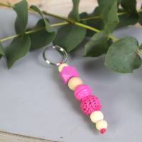 Schlüsselanhänger Taschenanhänger Holzperlen pink natur Bild 3