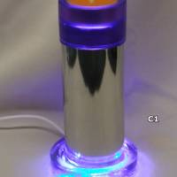 Epoxidharz Lampe in Chrome für USB mit Schalter aus recycelten Möbelfüßen Bild 1