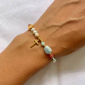 Christliches Armband, moderner religiöser Schmuck, buntes Armband mit Kreuz, Geschenk zur Taufe, Kommunionsgeschenk, Hoc Bild 8