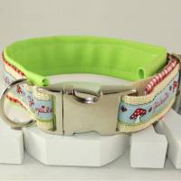 Hundehalsband "Glückspilz" Halsband Hund verstellbar Nylonhalsband mit Alu Klickverschluss und Polsterung aus Ku Bild 2