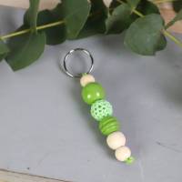 Schlüsselanhänger Taschenanhänger Holzperlen grün natur #2 Bild 1