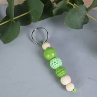 Schlüsselanhänger Taschenanhänger Holzperlen grün natur #2 Bild 2
