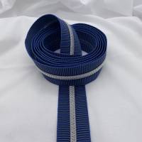Reißverschluss Silver Stripes,breit, jeansblau-schwarz/Endlosreißverschluss mit metallisierter Kunststoffraupe/Meterware Bild 2