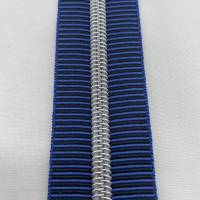 Reißverschluss Silver Stripes,breit, jeansblau-schwarz/Endlosreißverschluss mit metallisierter Kunststoffraupe/Meterware Bild 3