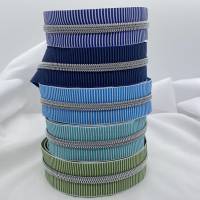 Reißverschluss Silver Stripes,breit, jeansblau-schwarz/Endlosreißverschluss mit metallisierter Kunststoffraupe/Meterware Bild 6