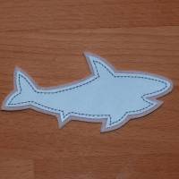 Applikation zum Aufbügeln, reflektierender Hai 10,5 cm, Handarbeit Bild 1
