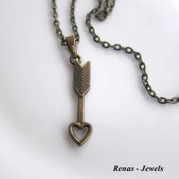 Kette kurz Pfeil mit Herz Anhänger bronzefarben Halskette Amors Pfeil Bild 4