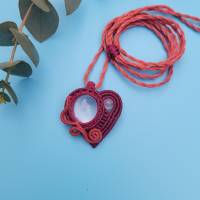 Makramee-Halskette "Herz" mit Rosenquarz Bild 2