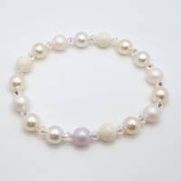 Armband Perlen Weiß mit Crystal Pearls und Bicones (A73) Bild 1