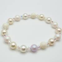 Armband Perlen Weiß mit Crystal Pearls und Bicones (A73) Bild 2