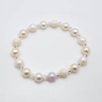 Armband Perlen Weiß mit Crystal Pearls und Bicones (A73) Bild 3