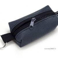Schlüsselanhänger Minitasche dunkelgrau mit Reißverschluß schwarz, Kosmetik Kleingeld Kopfhörer, by BuntMixxDESIGN Bild 3