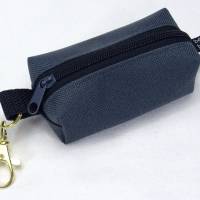 Schlüsselanhänger Minitasche dunkelgrau mit Reißverschluß schwarz, Kosmetik Kleingeld Kopfhörer, by BuntMixxDESIGN Bild 4